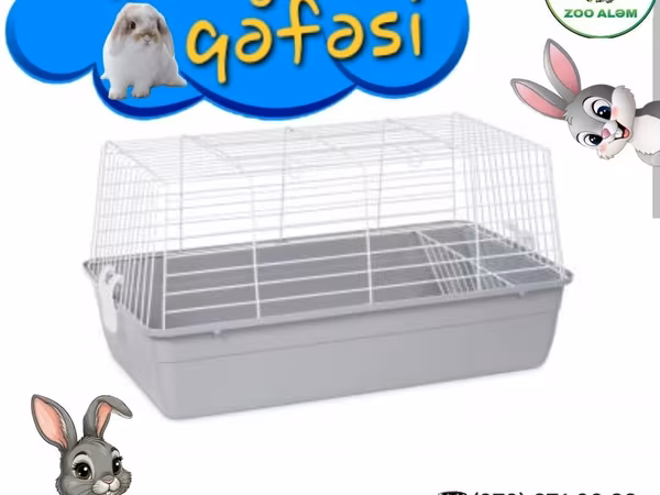 Dovşan qəfəsi – praktik və rahat həll - Ölçü: 58 × 36 × 33 sm -